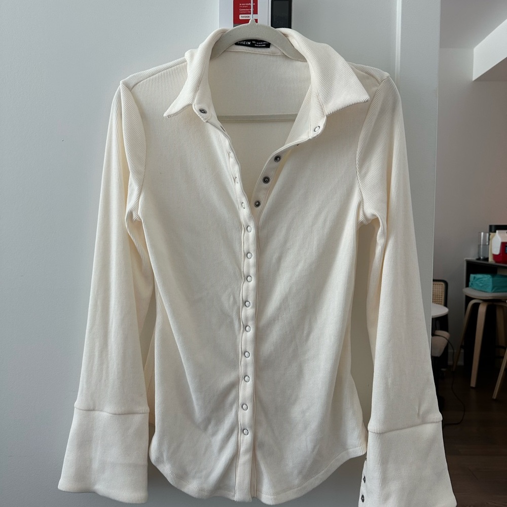 Ivory Button-Down Knit